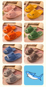 Comwarm Autumn And Winter Cartoon Shark Wool Slippers For Women Soft Home Men's Indoor Household Open Toe Plush Cotton Slippers