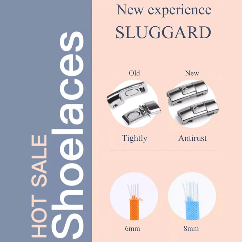 8mm No Tie Shoe Laces Press Lock Shoelaces Without Ties Elastic Laces Sneaker Kids Adult Widened Flat Shoelace for Shoes