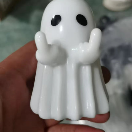 Middle Finger Cute Ghost Statue, Ghosts Small Scary Ghost Figurines, Halloween Home Decorations, Coffee Table Centerpieces Shelf