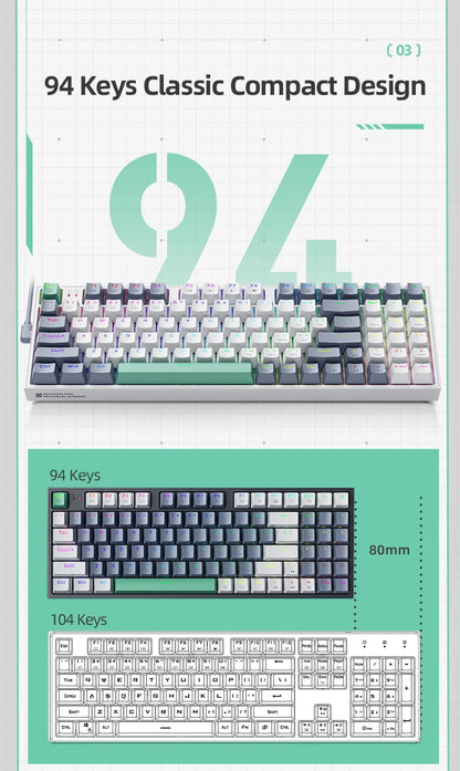 Machenike K500 Mechanical Keyboard Gaming Keyboard Wired Keyboard Hot Swappable 94 Keys RGB Light Mac Windows
