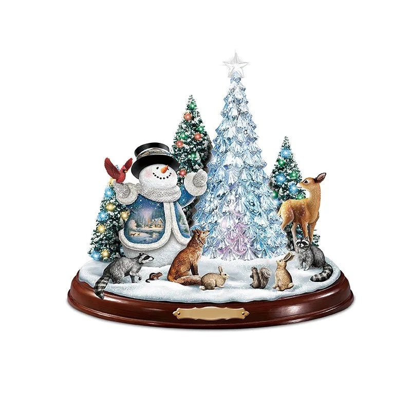 Christmas Tree Rotating Sculpture Train Decorations Paste Window  Stickers