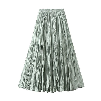 UCXQ Simple Luxury Multi Solid Colors Pleated Skirt For Women's Large Hem Folds A-line Skirts Female 2024 Spring Autumn 23A7004