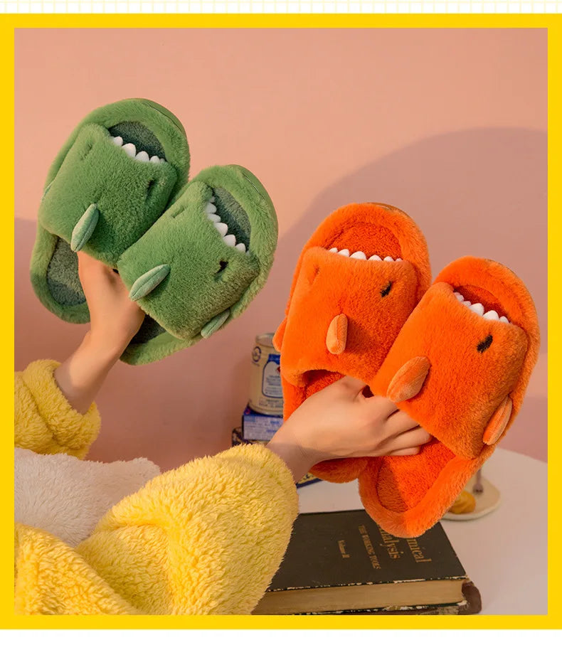 Pallene Shark Fur Slippers For Women Autumn And Winter Indoor Home Men's Soft  Cozy Slides Cartoon Open Toe Plush Cotton Slipper