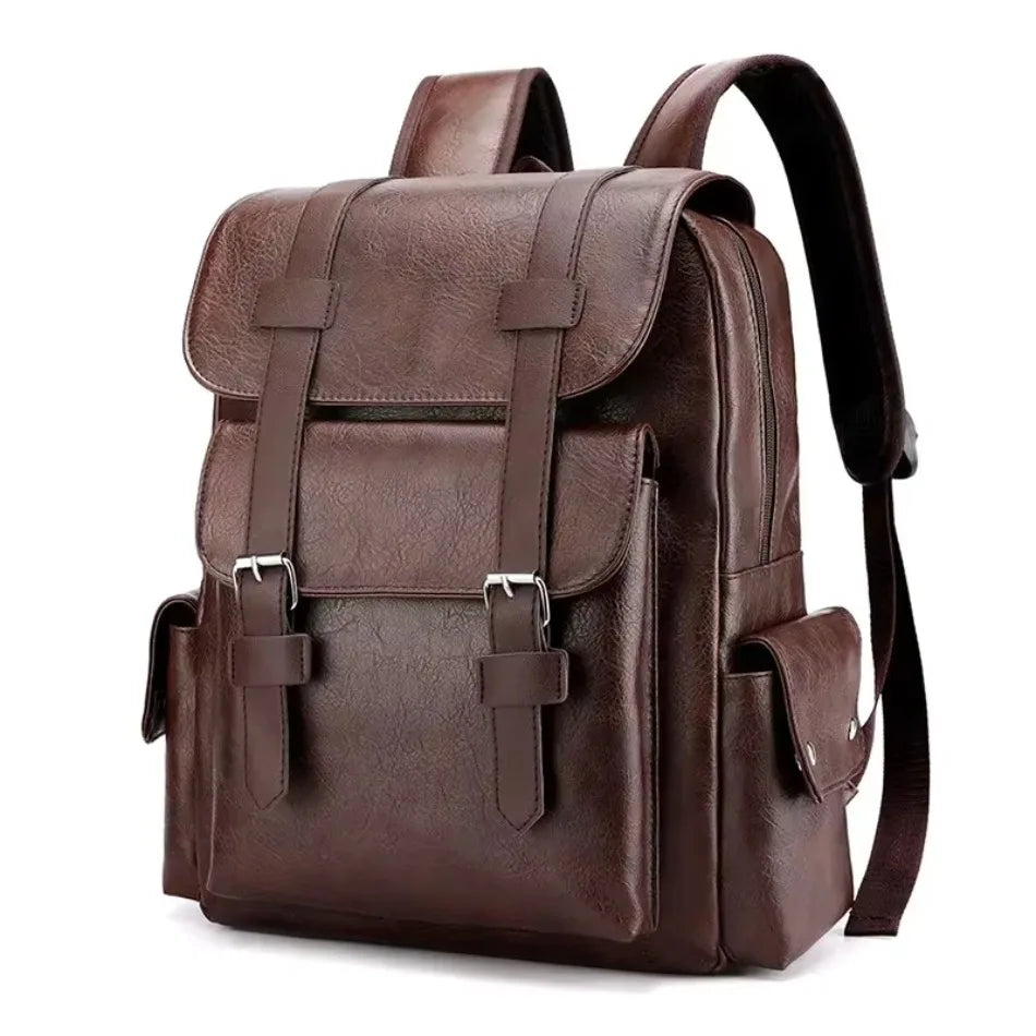 Korean Version Soft PU Leather Backpack For Men And Women Casual Trend High School Students Computer Travel Backpacks Wholesale