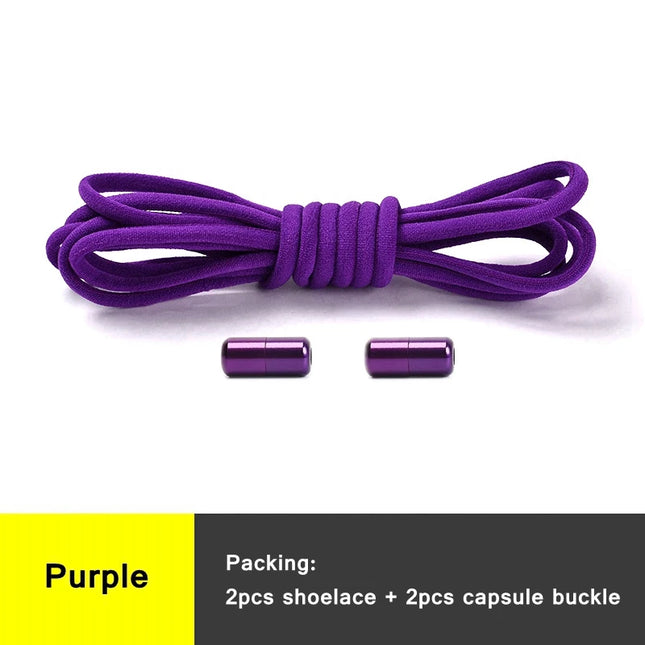 21 Colors No Tie Shoelaces Round Color Metal Lock Elastic Shoelace General For Children And Adults Sneakers Lazy Laces Unisex