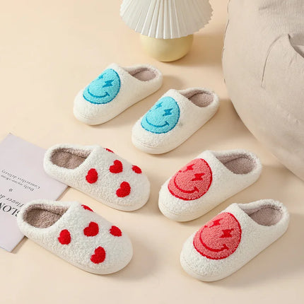 House Slippers for Women, Cute Big Small Heart, Fluffy Cozy Home Comfy Shoes for Ladies, Indoor Slippers for Winter, Mushroom