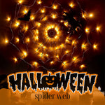 Halloween Spider Web Light w/ Giant Spider - 8 Modes, Remote Control, USB Powered for Spooky Indoor Outdoor Decor