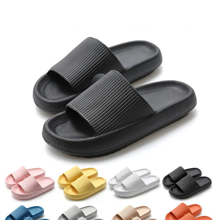 Summer Thick Platform Bathroom Home Men Slippers Women Fashion Soft Sole Indoor Sandals Non-slip Flip Flops Male Slides