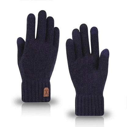 new men's warm gloves winter touch screen plus fleece gloves cold warm wool knitted gloves