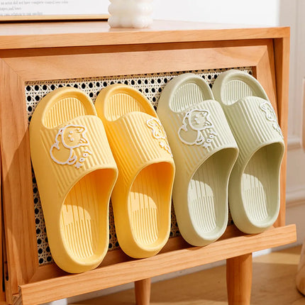 Women's Slippers Cute Kitten Summer Bathroom Non-slip Wear-resistant Cartoon Print Couple Indoor Soft Sole Comfort Home Shoes