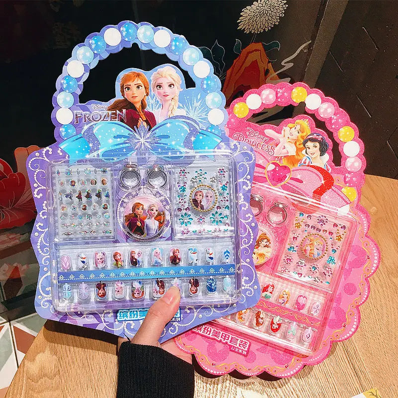Disney Children's Nail Sticker Set Elsa Princess Dress Up Cute Kawaii Stickers Waterproof Nail Art Stickers Frozen Girl Gift Toy