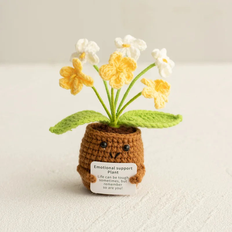 Mini Finished Crochet Roses Sunflowers Potted Emotional Support Stuffed Plants  Mother Valentine Christmas Graduation Gifts