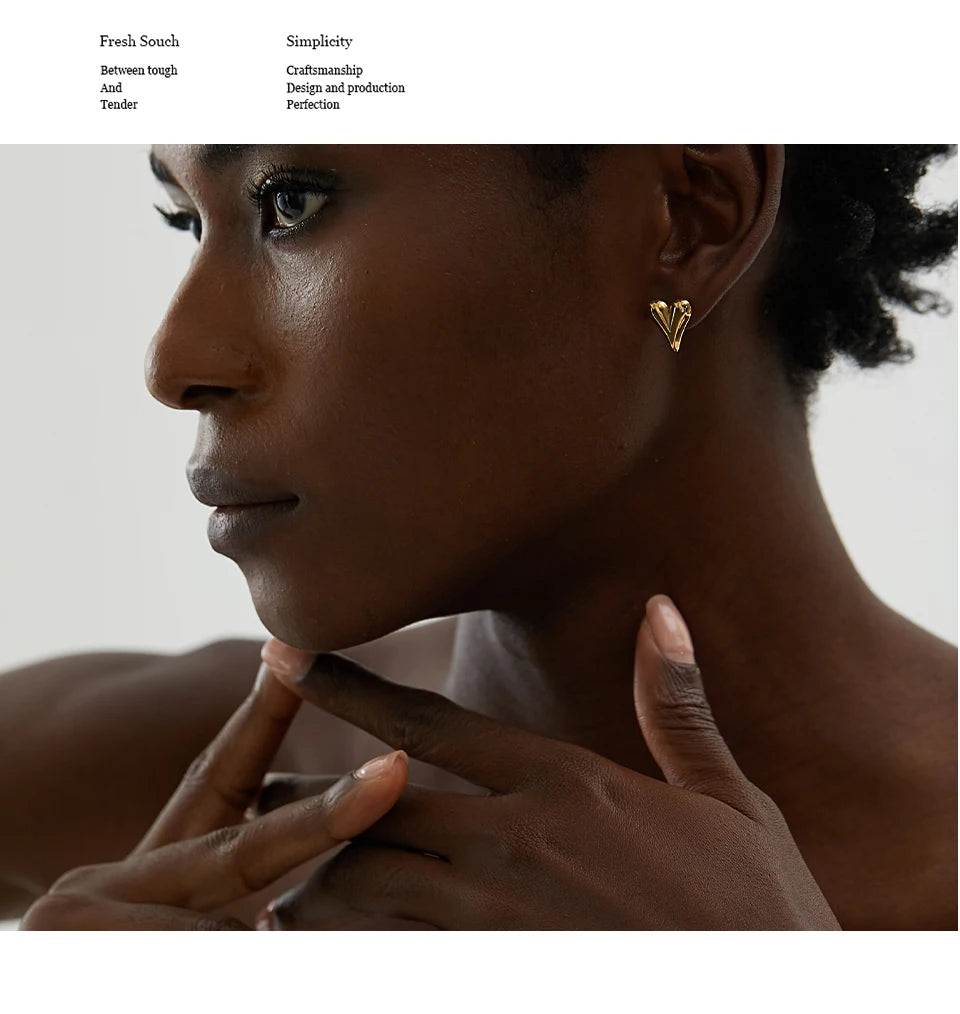 Yhpup Stainless Steel Chic Heart Huggie Hoop Earrings Charm Gold Color Tarnish Free Trendy Fashion Jewelry for Women Bijoux