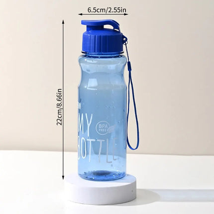550ml Plastic Water Bottle Portable Sports Cup With Anti Drop Rope Outdoor Water Container Color Transparent Pet Flip Cover