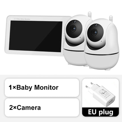 5 Inch Video Baby Monitor With Pan Tilt Camera 2.4G Mother Kids Surveillance PTZ Video Cams Temperture Display Home Security Cam