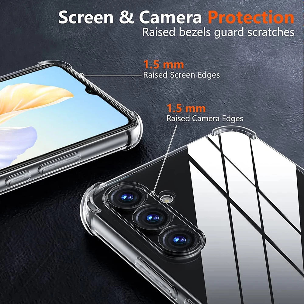 Transparent Silicone Soft Shockproof Case For Samsung Galaxy S24 S23 FE Plus Ultra A55 A35 A25 A15 A54 A34 A24 A14 Back Cover