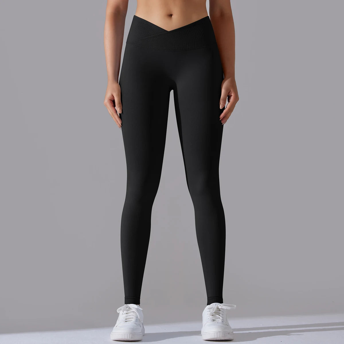 Crossover Waist Women Yoga Leggings Hips Lifting Gym Leggings Seamless Sport Pants High Waist Fitness Leggings Workout Running