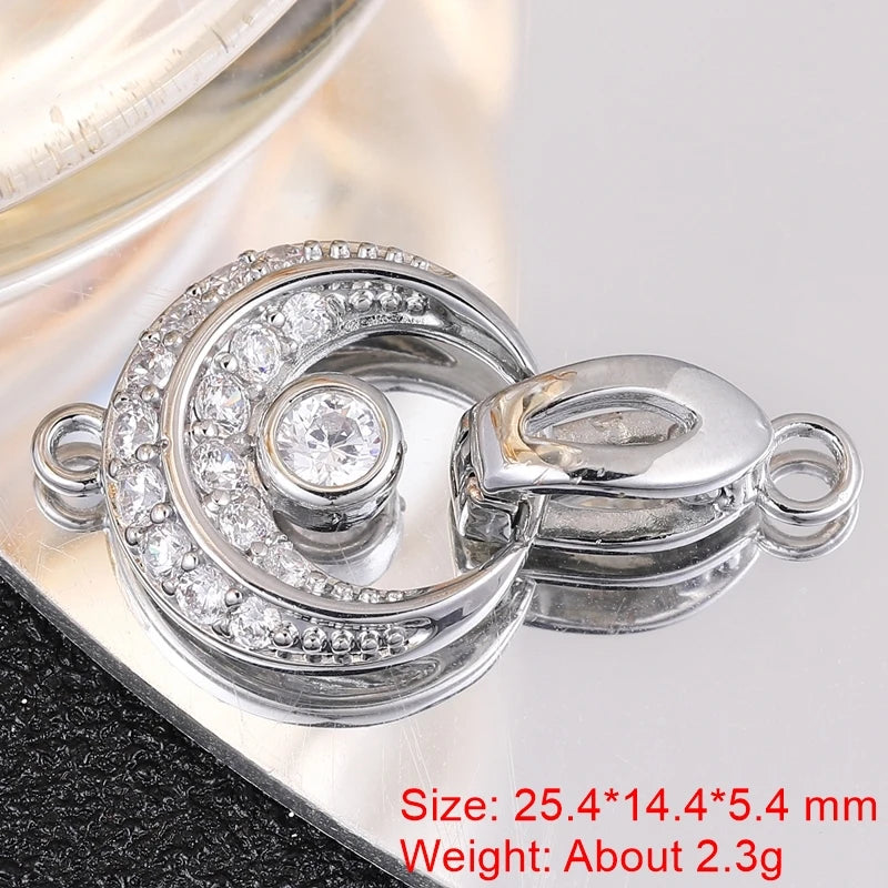 Juya Handmade 18K Gold Silver Plated Fastener Bail Connector Clasps Accessories For Needlework Pearls Beads Jewelry Making