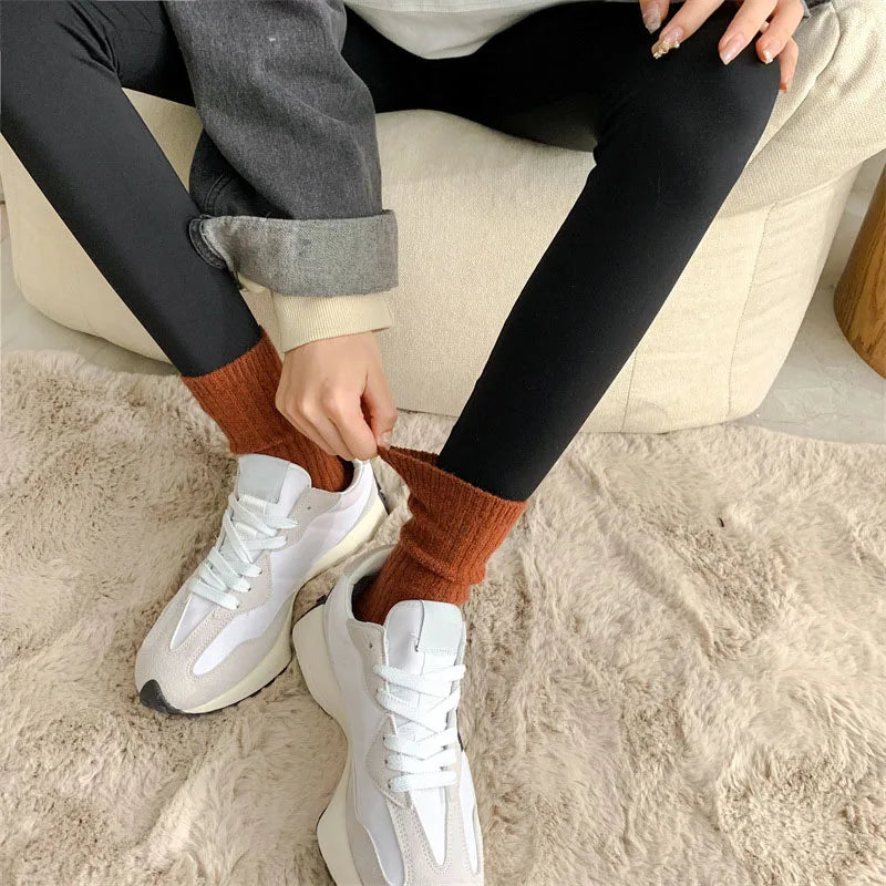 2024 New Winter  Cashmere Wool Women Socks  Casual japanese fashion Solid Color Thicker Long Sock Girls Thermal Warm Crew Sock