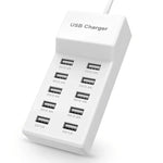 USB Charger Station,10-Port 50W Multiple USB Charging Station Multi Ports USB Charger Charging for Tablet Laptop Computer