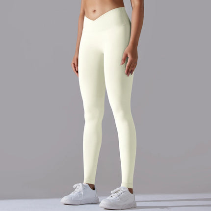 Crossover Waist Women Yoga Leggings Hips Lifting Gym Leggings Seamless Sport Pants High Waist Fitness Leggings Workout Running