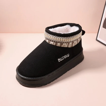 Winter Solid Color Fashion Cotton Women Slippers Warm Indoor House Cover Heel Non Slip Ourdoor Garden Letter Lightweight Shoes