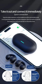 T75 Sport Bone-Conduction Bluetooth 5.3 Earphones HiFi Sound Wireless Headphones Earclip Waterproof Open Ear Headset Earring