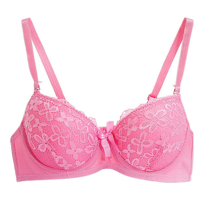 Lace Bra for Women Big Cup 3/4 Sexy Floral Underwire Underwear Ladies Push Up Thin Bra 36-40B Black Gather Brassiere