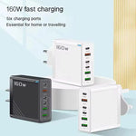 160W Multi Ports USB Type C Charger Fast Charging Phone Charger Adapter For iPhone Samsung Xiaomi EU/US/UK Plug USB Wall Charger
