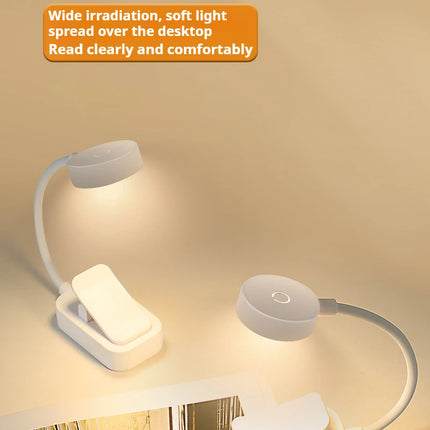 Portable LED Book Lights Eye Protection Night Light Mini 360°Clip-On Desk Reading Battery Lamp Travel Bedroom