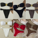"2025 Sexy Bandeau Push-Up Bikini Set - Brazilian Thong Swimwear for Women"