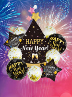 10pcs Happy New Year Champagne Bottle Balloon Set New Year Party Decorations Navidad 2024