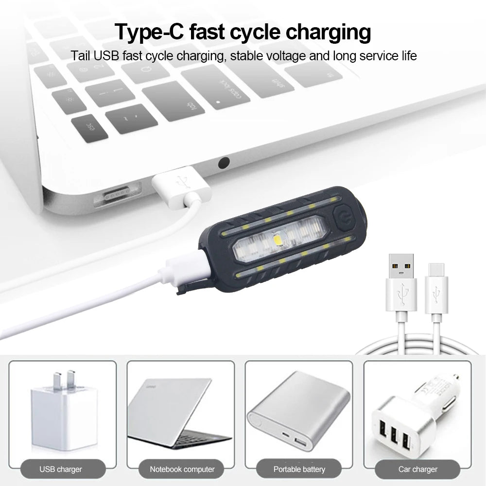 Keychain Flashlight for Police USB Recharge LED Flashlight Shoulder Clip Lights Warning Flashing Light Outdoor Work Light Lamp