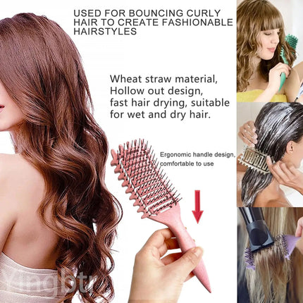 Curly Hair Brush Hollow out Curl Define Styling Brush Beard Comb Styling Detangling Brush Multi-purpose Home Styling Tools