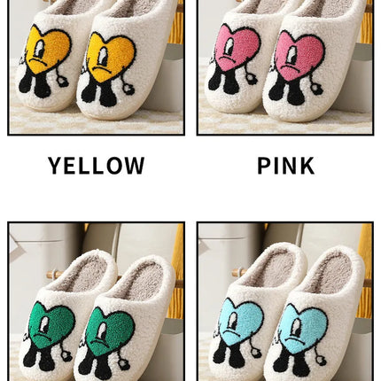 Winter Home Warm Women Slippers House Girl Fur Cute Bad Bunny Love Cushion Slides Bedroom Ladies Cotton Female Plush Shoes