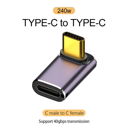 NNBILI 5A Type-C OTG Adapter 240W Fast Charging Data Converter USB4.0 40Gbps Support 8K 60Hz USB C 90/180 Degree Elbow Adapter