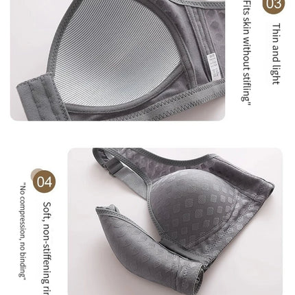 The New Front Button Type Sexy Brassiere Anti-sagging Gathered No Steel Ring Ladies Mother Large Size Thin Section Underwear Bra
