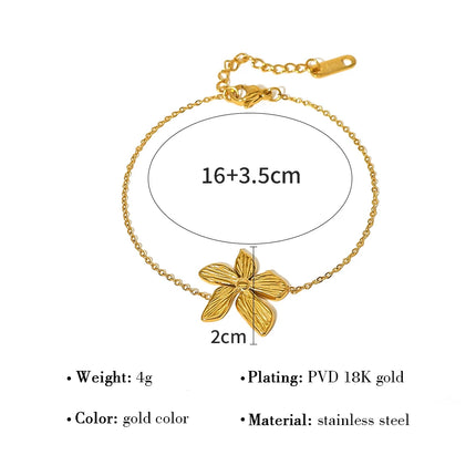 YACHAN Stainless Steel Flower Charm Bracelet for Women Trendy Simple 18K Gold Plated Waterproof Jewelry Accessories