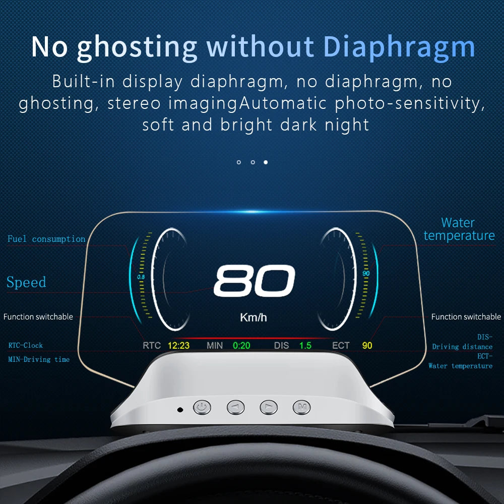 Hud Obd C3 Universal Digital Board OBD2 Display Gps Speedometer Headup Display Multifunction Screen Temperature Achometer Rpm