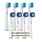4/8PCS Replacement Brush Heads for Oral B Electric Toothbrushes Floss Cross Action 3D Pro White Precision Standard Daily Clean