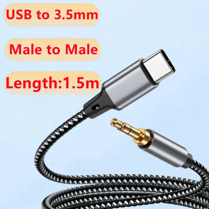 USB Type C to 3.5mm Aux Audio Cable Headset Speaker Headphone Jack Adapter Car Aux for Samsung iPhone15 Xiaomi HUAWEI Aux Cable