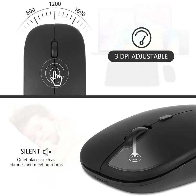 Xiaomi 2.4GHz Bluetooth Mouse Wireless USB Rechargeable Silence Ergonomics Double Model Mini Portable DPI Readjustable Keyboards