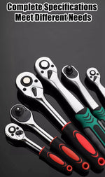 24/72 Tooth Quick Ratchet Wrench 1/2 1/4 3/8 3 Size Flying Wrenches Two-way Socket Wrench Repair Tools for for Vehicle Bicycle