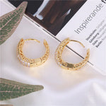 RAKOL Hollow Gold Color Hoop Earrings for Women Paved Dazzling CZ Stone Luxury Trendy Female Circle Earrings Statement Jewelry