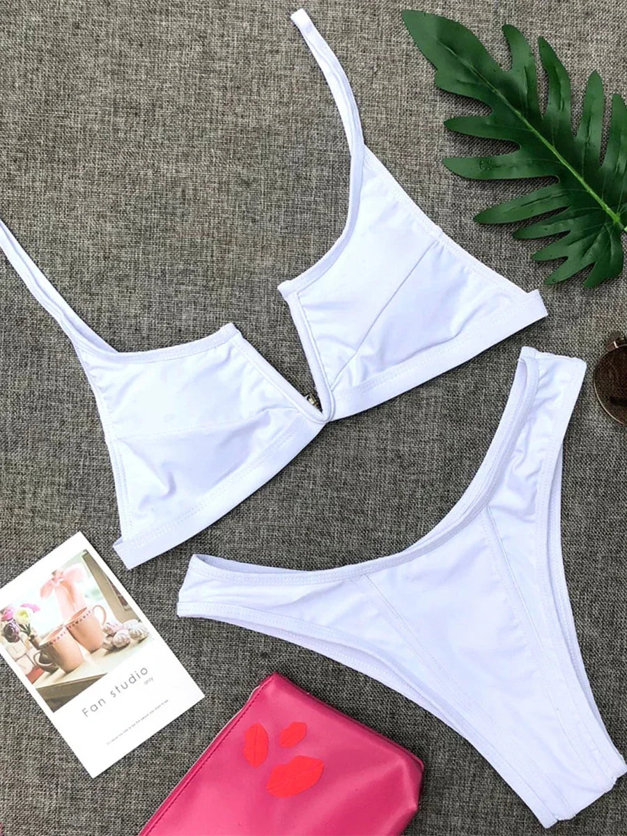 Splicing Denim V Shaped Thong Bikini Women Swimsuit Female Swimwear Two Pieces Bikini Set Bather Push Up Bathing Suit Swim Lady
