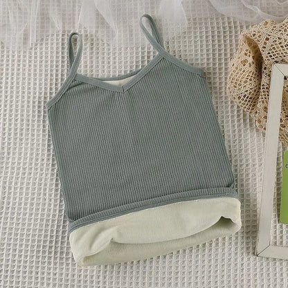 Women Winter Warm Top Thin Velvet Corset Top Solid Y2k Sleeveless Tank Tops Sleeveless Sexy Slim Fleece Corset Top Female