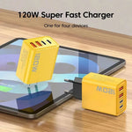 Quick Charge 3.0 Fast Charger Muti Total 120W 4 Port USB Type C PD Mobile Phone Wall Adapter for iPhone 16 Samsung S24 Xiaomi 15