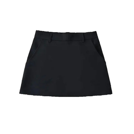 Mooyufon Women Fashion Solid Back Zipper A-Line Mini Skirt Vintage High Waist Female Chic Lady Skirts