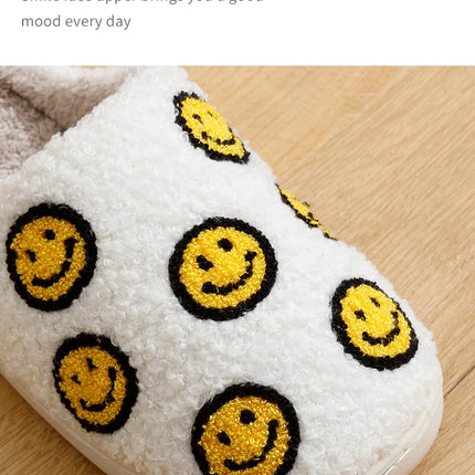 Little Cute Smile Face Slippers Houseshoes Women's House Smile Ladies Indoor Winter Fluffy Cozy Home Comfy Women Shoes