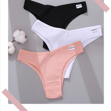 5Pcs/Set Women Cotton Brazilian Panties V Waist Female Underwear Comfortable Underwear Low Rise T-Back Bikini Girls Lingerie New
